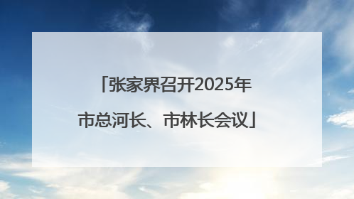 张家界召开2025年市总河长、市林长会议